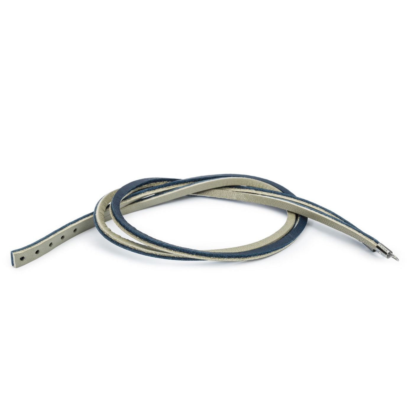 Double Leather Bracelet Dark Blue/Light Grey