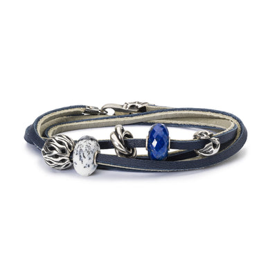 Double Leather Bracelet Dark Blue/Light Grey