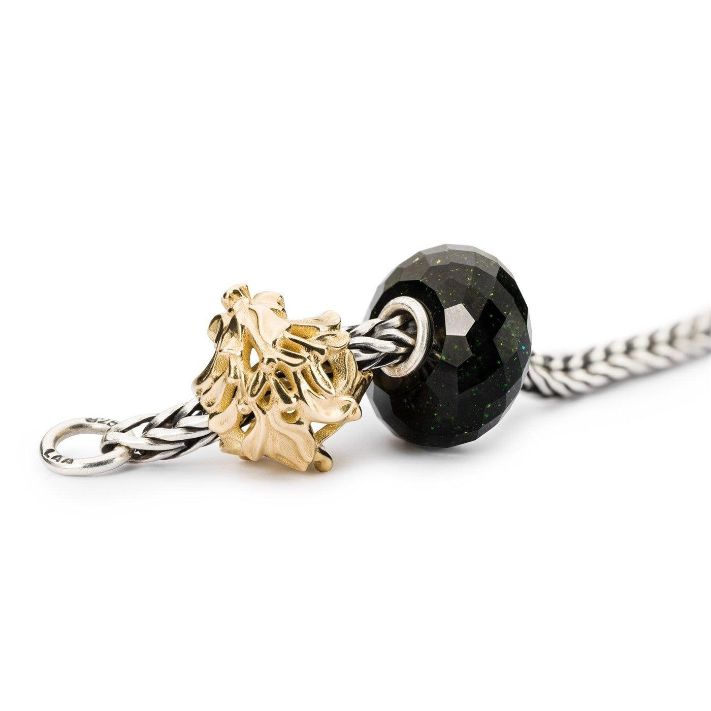 Fazettás Zöld Aranykő Bead - Trollbeads Ékszerek Magyarország