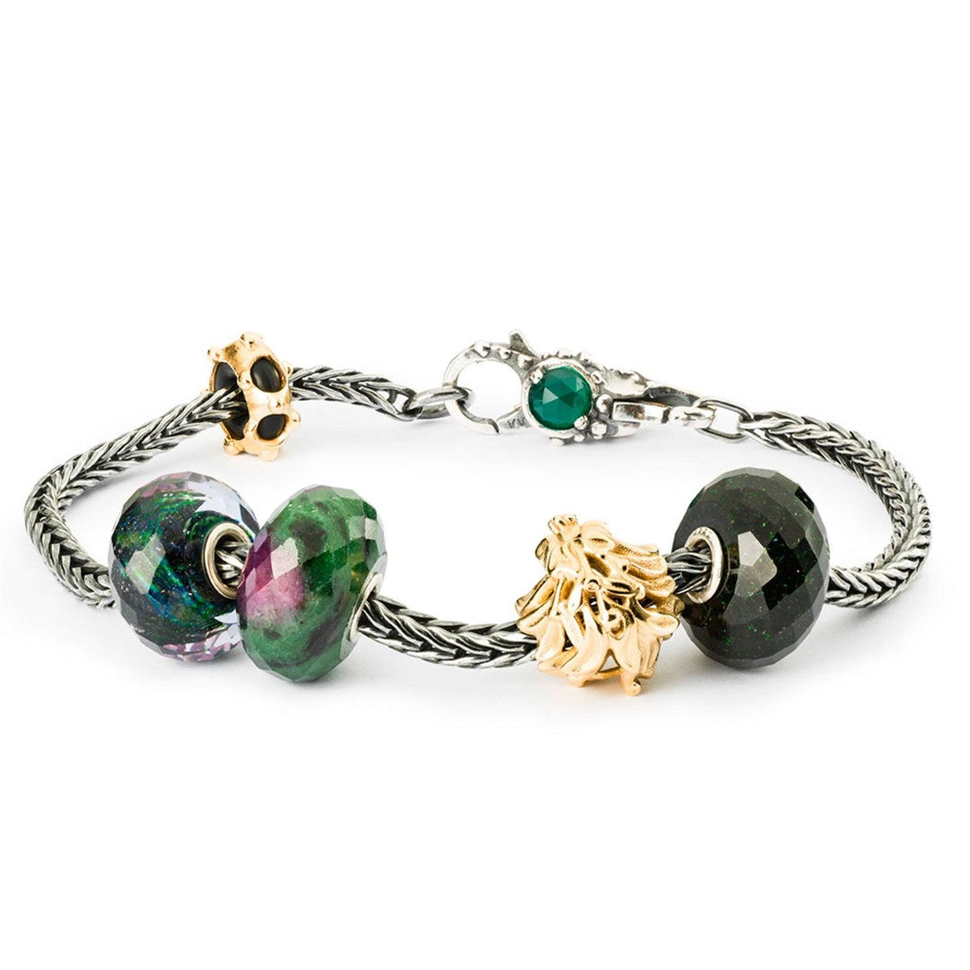 Fazettás Zöld Aranykő Bead - Trollbeads Ékszerek Magyarország